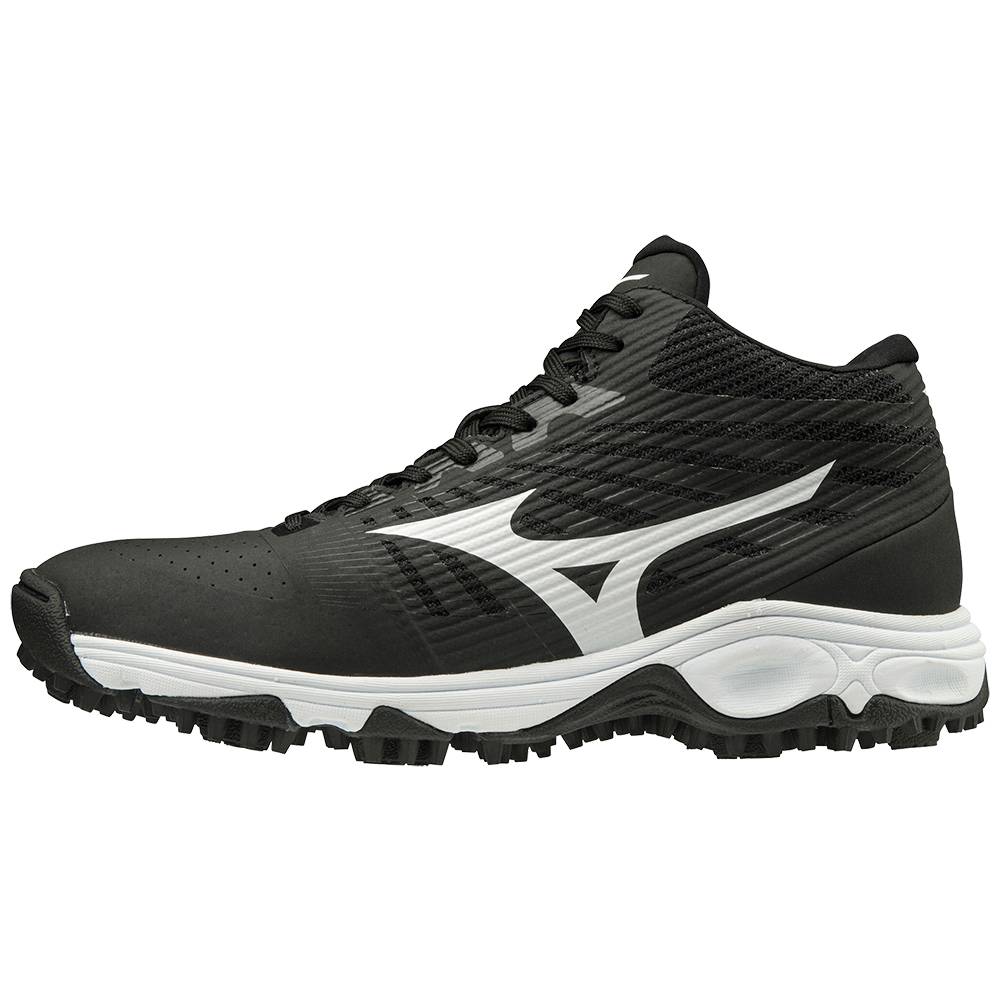 Mizuno Ambition All Surface Mid Cut Turf Férfi Baseball Cipő Fekete/Fehér YGA913874